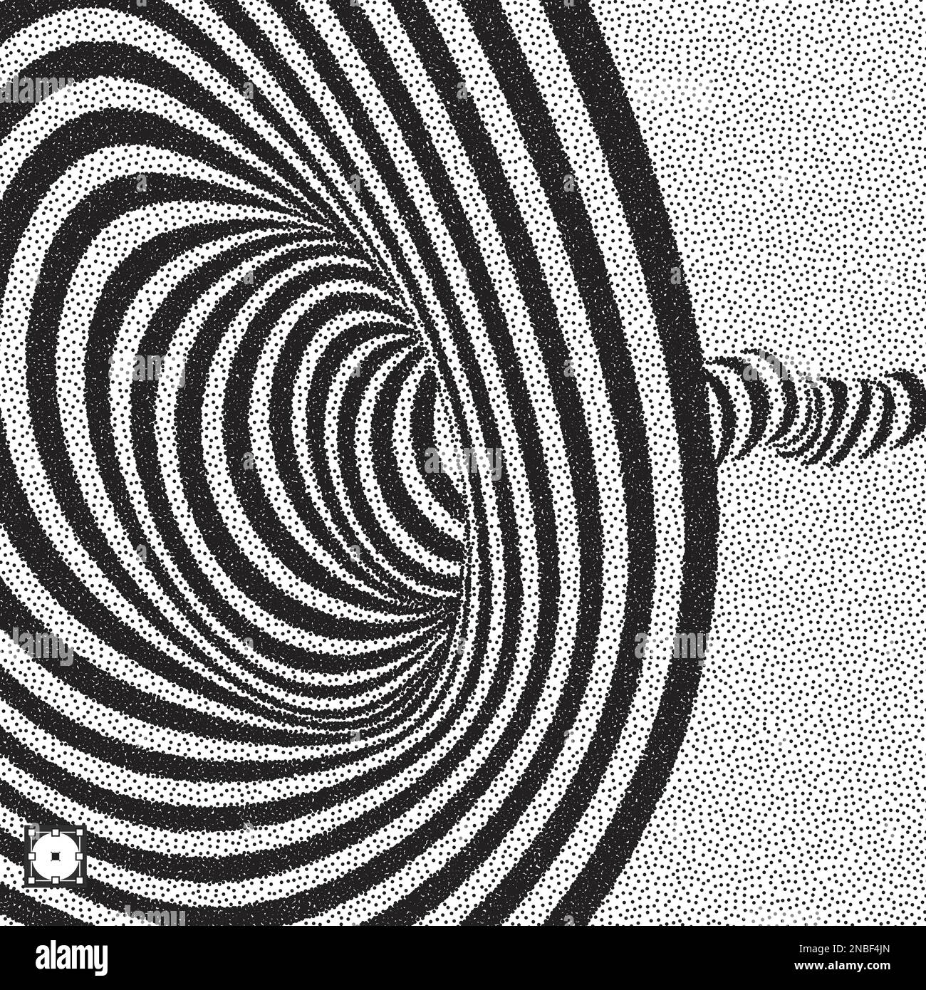 Tunnel. Schwarze und weiße abstrakte gestreiften Hintergrund. Pointillismus Muster mit optischen Täuschung. Gepunktete Vector Illustration. Stock Vektor