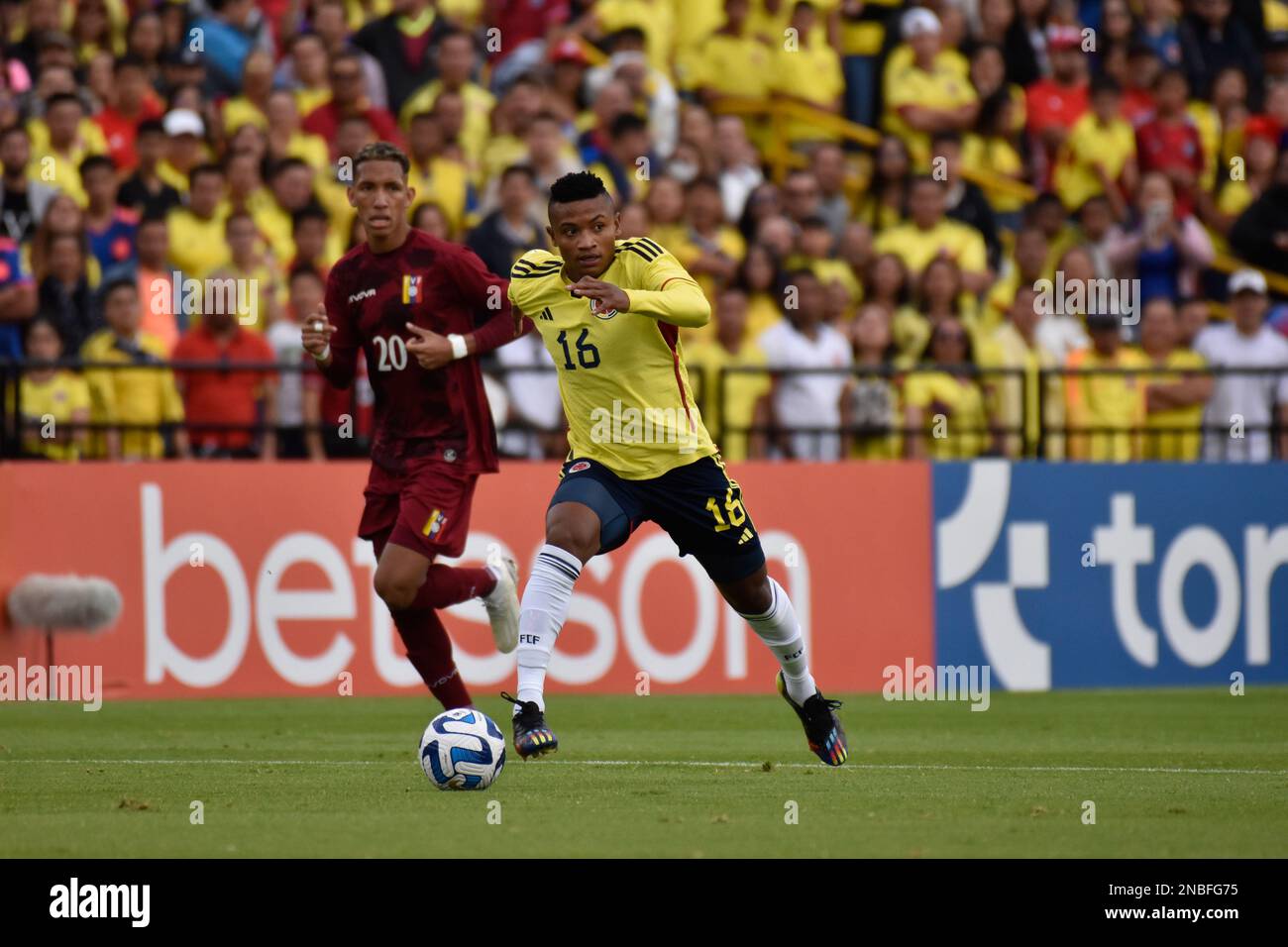 Bogota, Kolumbien, am 12. Februar 2023. Oscar Cortes von Kolumbien während des südamerikanischen CONMEBOL 20-Turniers zwischen Kolumbien und Venezuela am 12. Februar 2023 in Bogota, Kolumbien. Foto von: Cristian Bayona/Long Visual Press Stockfoto