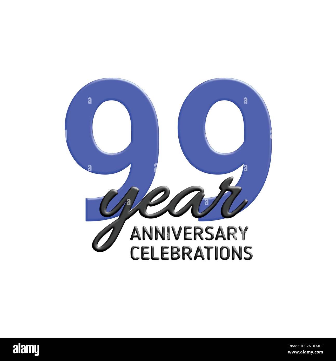 Logo zur Feier des 99. Jubiläums. Vektor-festliche Illustration. Realistisches 3D-Zeichen. Dekoration für Partyveranstaltungen Stock Vektor
