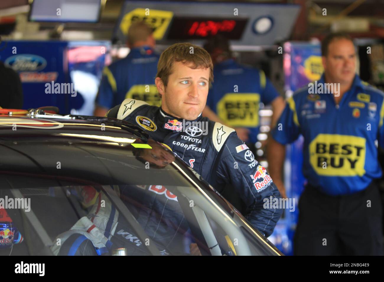 NASCAR driver Kasey Khane during practice for the NASCAR Lenox Industrial Tools 301 auto race at the New Hampshire Motor Speedway, in Loudon, N.H., Friday, July 15, 2011. (AP Photo/Cheryl Senter) Stockfoto