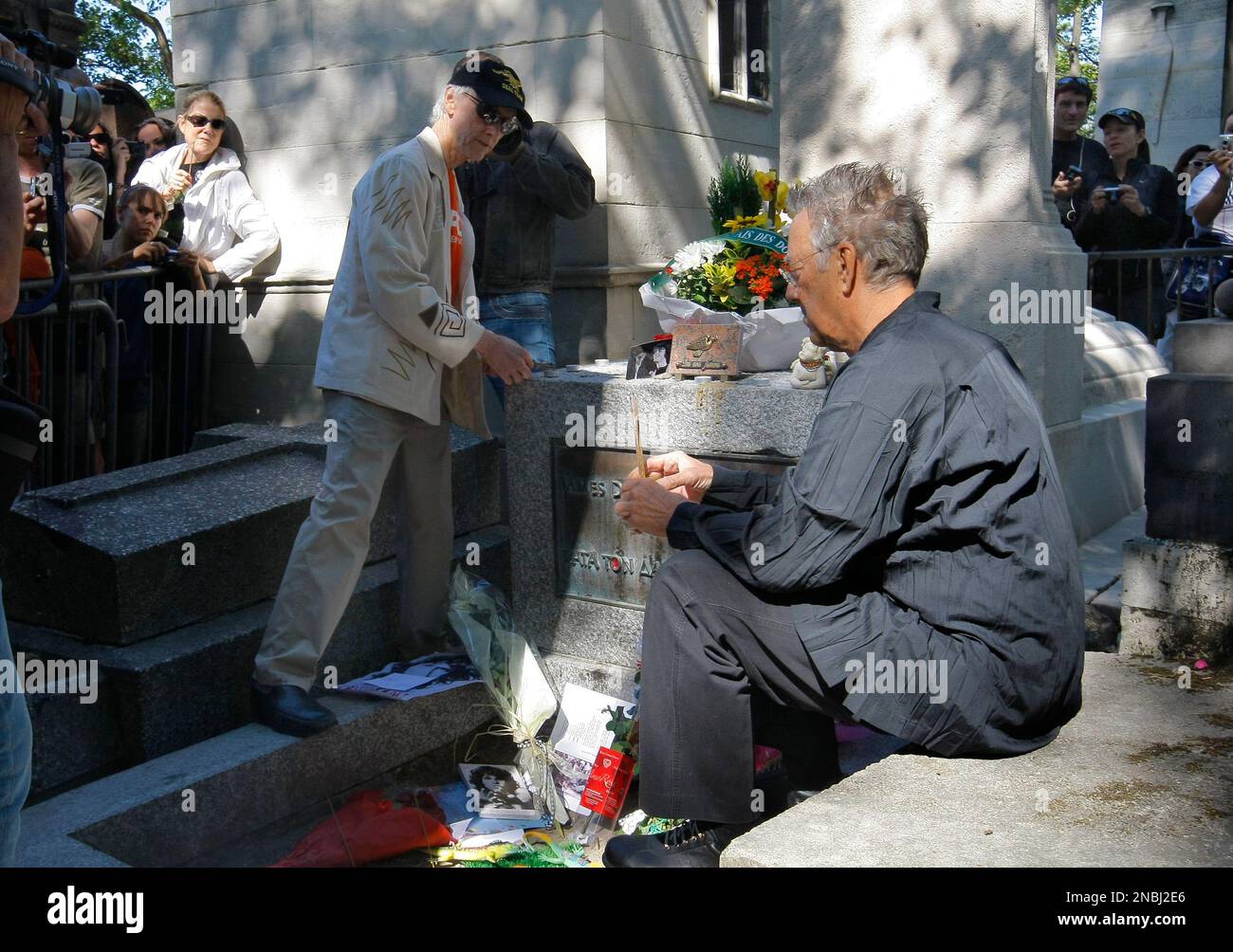 Former members of The Doors, Ray Manzarek, keyboard player, right, and