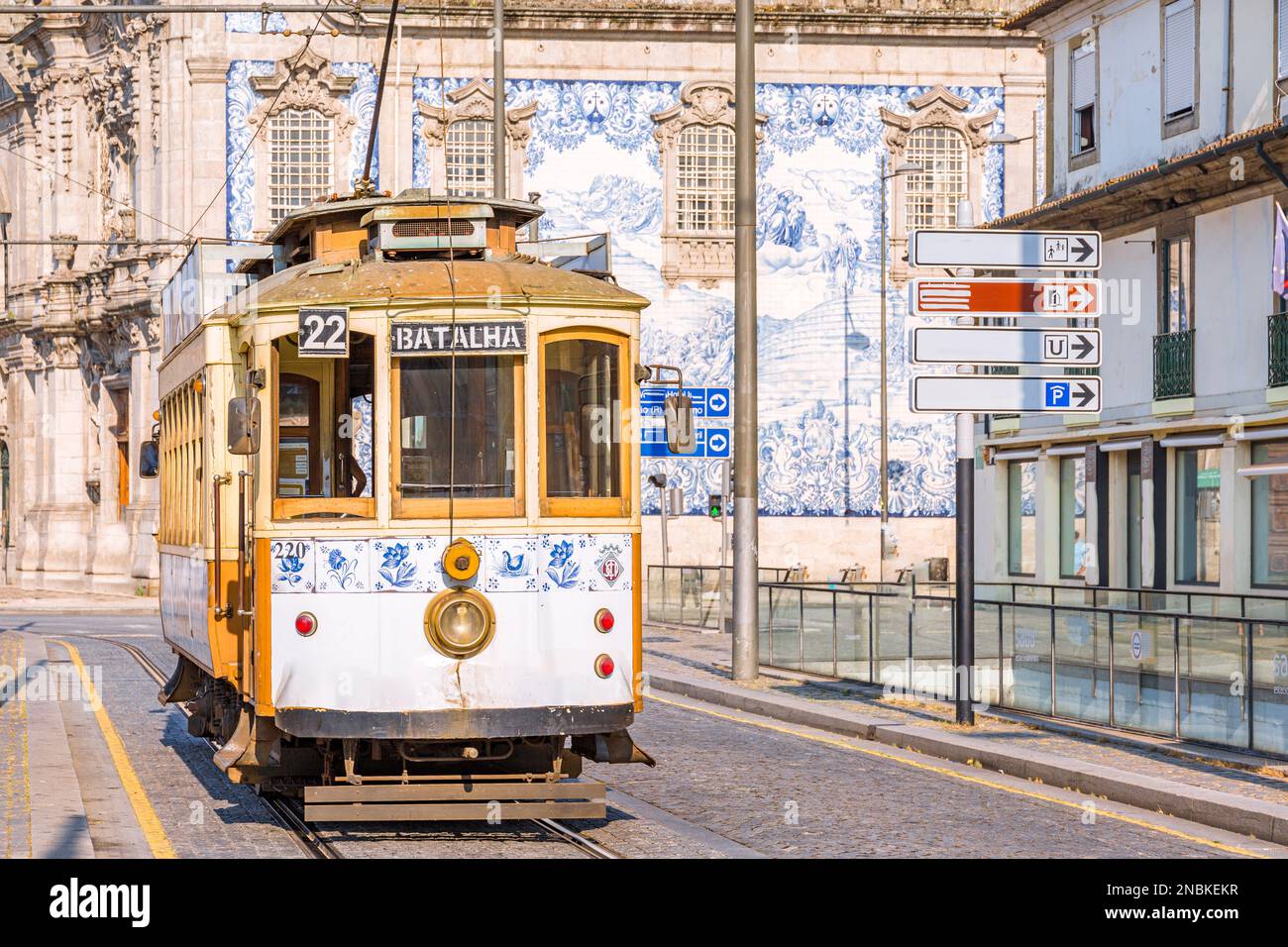 Historische Straßenbahn in Porto, Portugal Stockfoto