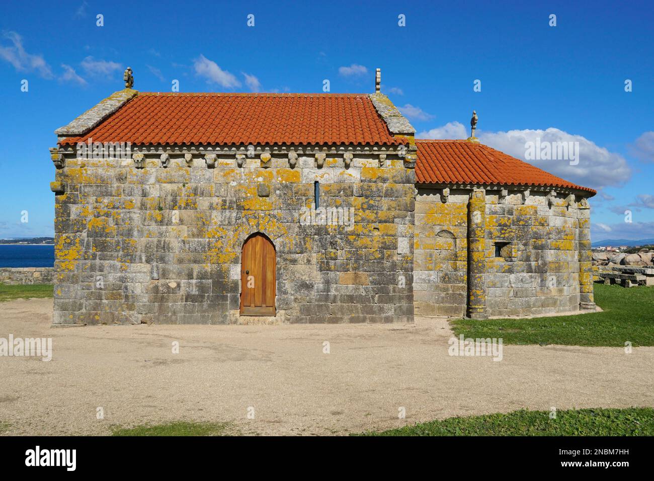 Alte Steinsiedlung, unsere Lady von La Lanzada, Sanxenxo, Rias Baixas, Galicien, Spanien Stockfoto
