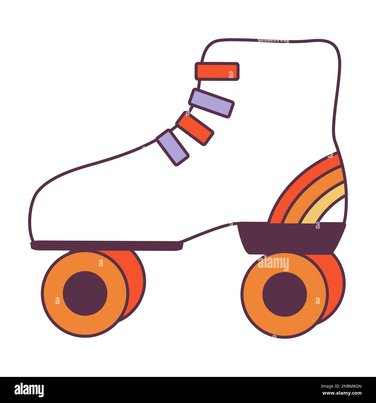 Retro 70s Groovy Hippie Sticker Roller. Hippie- und Bo-Style. Psychedelisches Cartoon-Element - eine flippige Illustration im klassischen Hippie-Stil. Vektor flach Stock Vektor