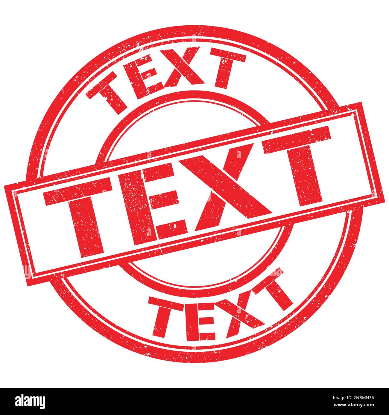 TEXT auf rotem rundem Stempelzeichen Stockfoto