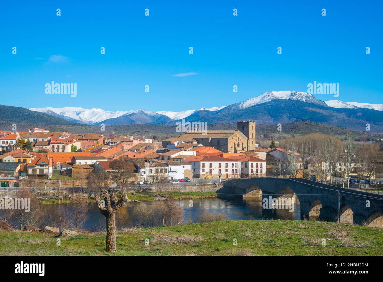 Übersicht. El Barco de Avila Avila Provinz Castilla Leon, Spanien. Stockfoto