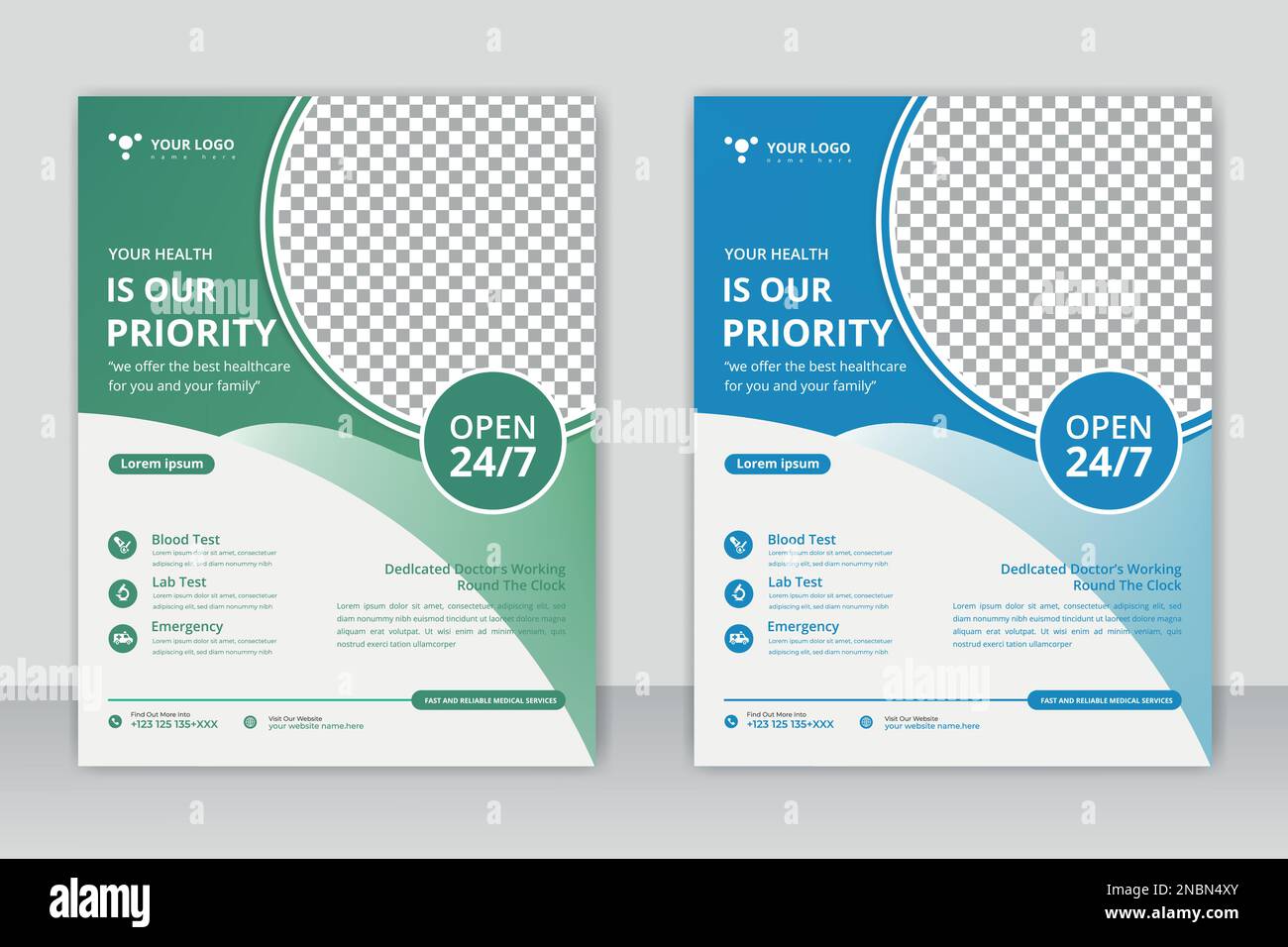Healthcare deckt A4-Vorlagendesign und flache Symbole für einen Bericht und medizinische Broschüren Design, Flyer, Broschüren Dekoration für Druck und Präsentation ab Stock Vektor