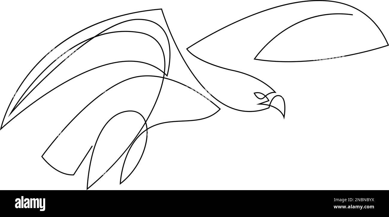 Einzeilige Silhouette im Adlerdesign. Handgezeichnete Vektordarstellung im Minimalismus-Stil Stock Vektor