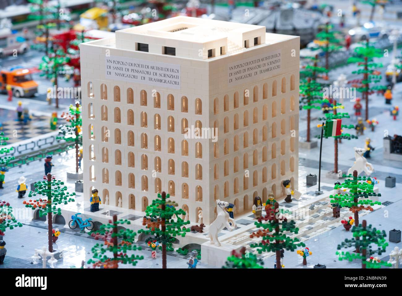 LEGO Toy Model Palazzo della Civiltà Italiana in Rom Stockfoto