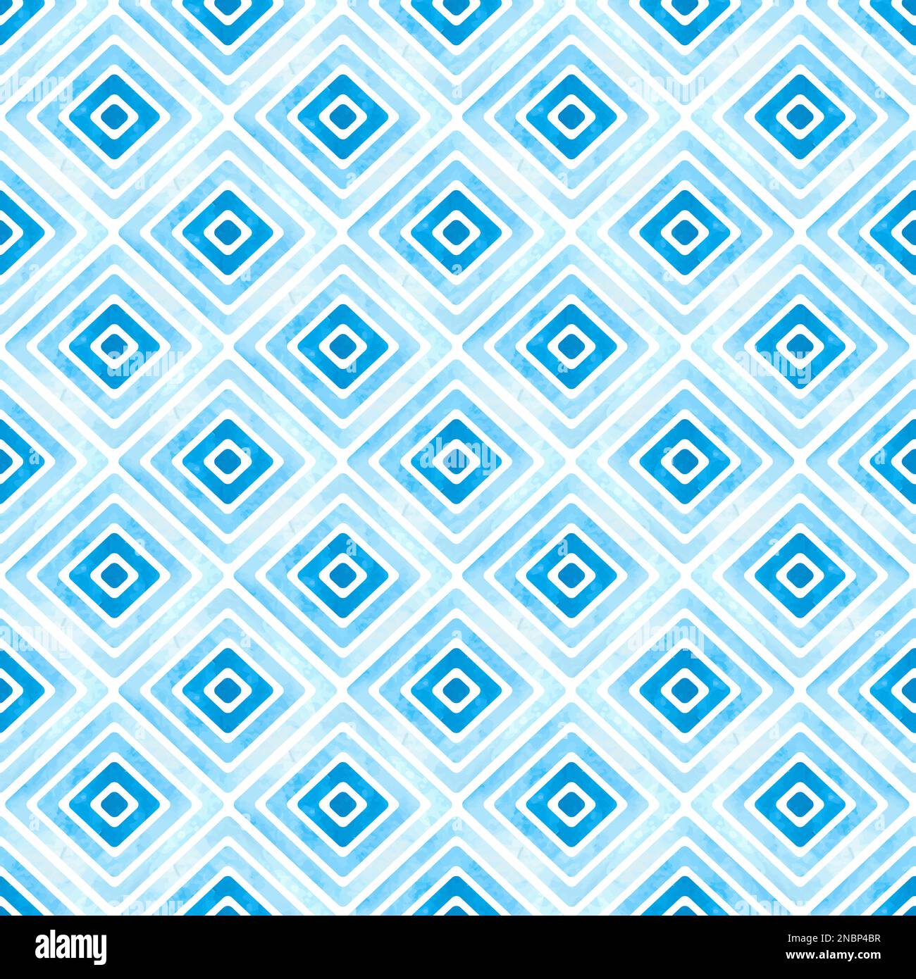 Nahtloses blaues geometrisches Muster. Aquarelle Rhombus-Vektorstruktur. Klassischer, ethnisch gestreifter Hintergrund für Textildesign. Stock Vektor