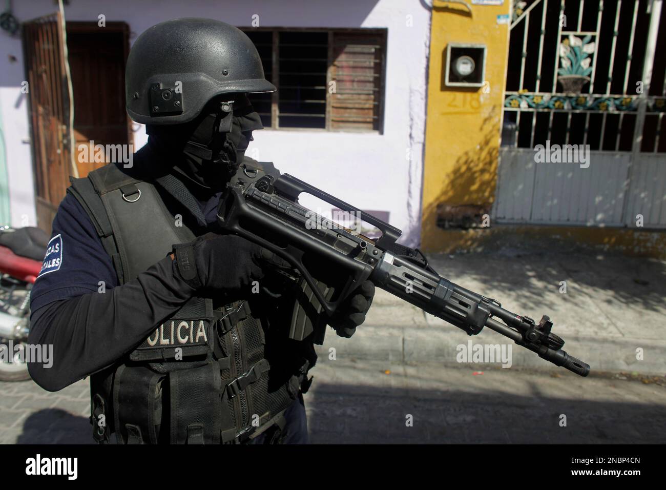 A state policeman belonging to a newly formed elite group participates ...