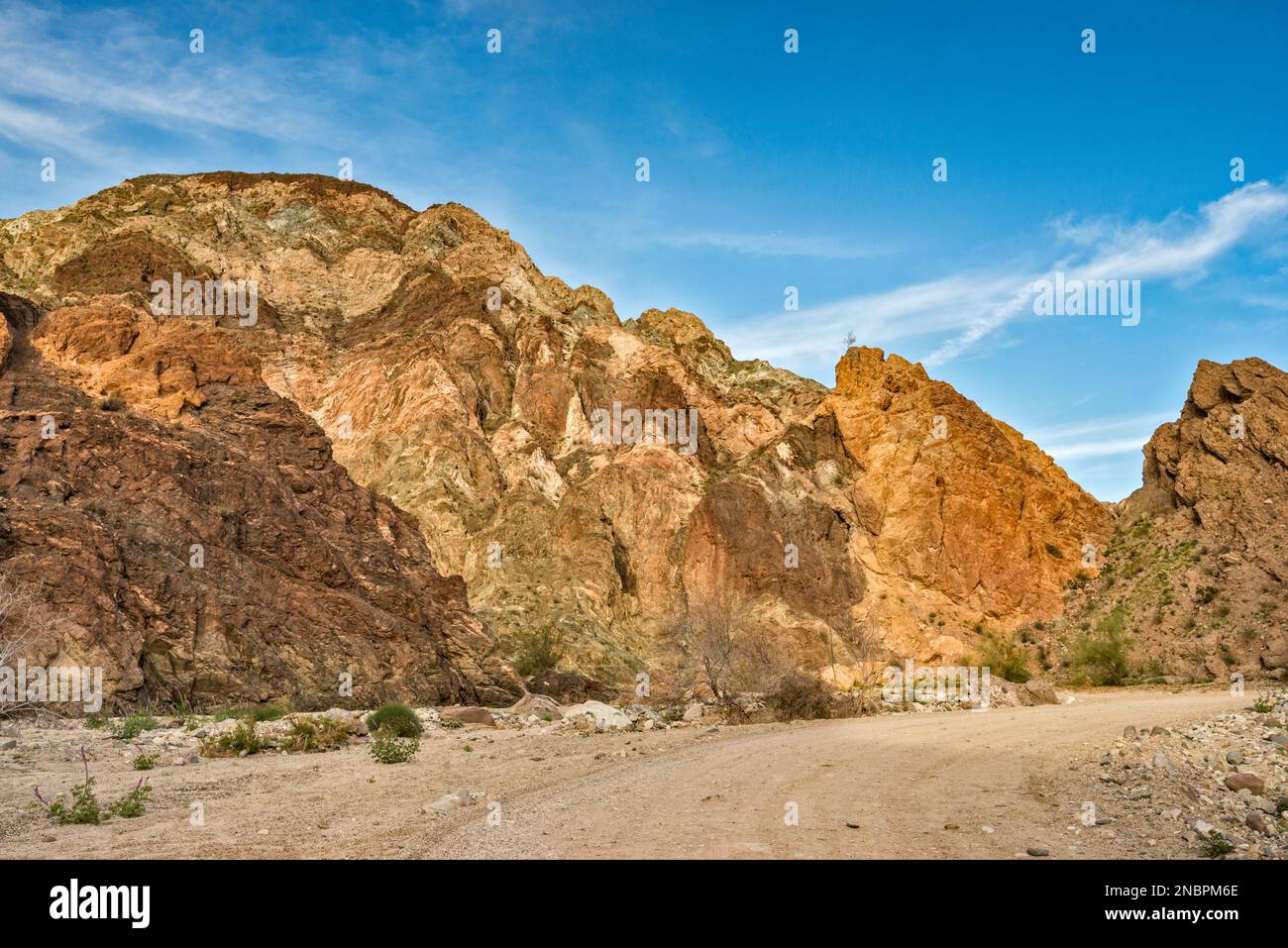 Felsformationen im Painted Canyon, Mecca Hills Wilderness, Colorado Desert, Kalifornien, USA Stockfoto