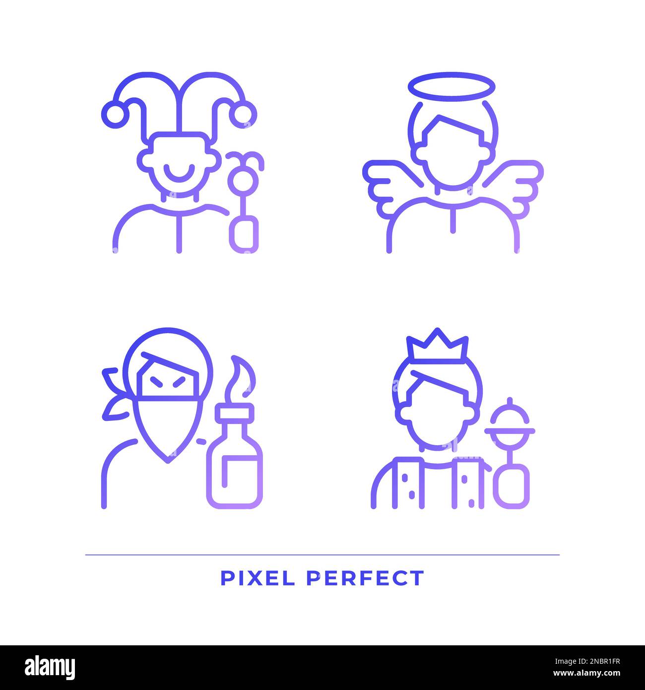 Literaturarchetypen werden Symbole für Pixel-Perfect-Gradienten-Linearvektoren gesetzt Stock Vektor