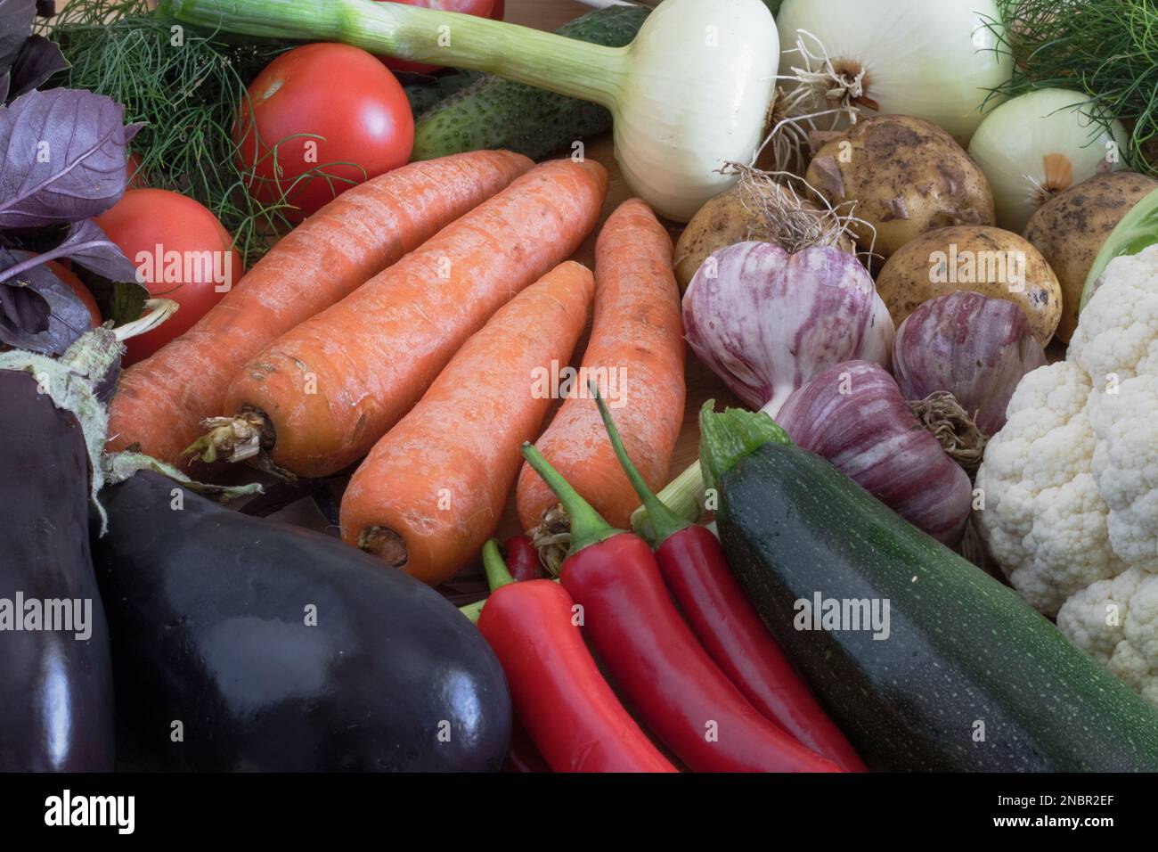 Herbsternte, Zusammensetzung von Gemüse, Zutaten zum Kochen von Gerichten, Gemüse Stockfoto