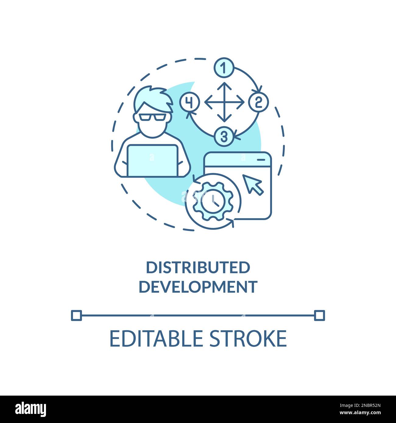 Dezentrale Entwicklung – türkisfarbenes Konzept Stock Vektor