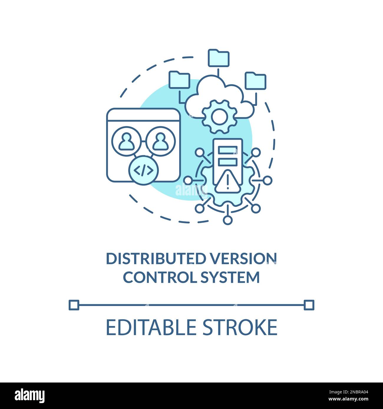 Verteiltes Versionskontrollsystem, türkisfarbenes Konzeptsymbol Stock Vektor