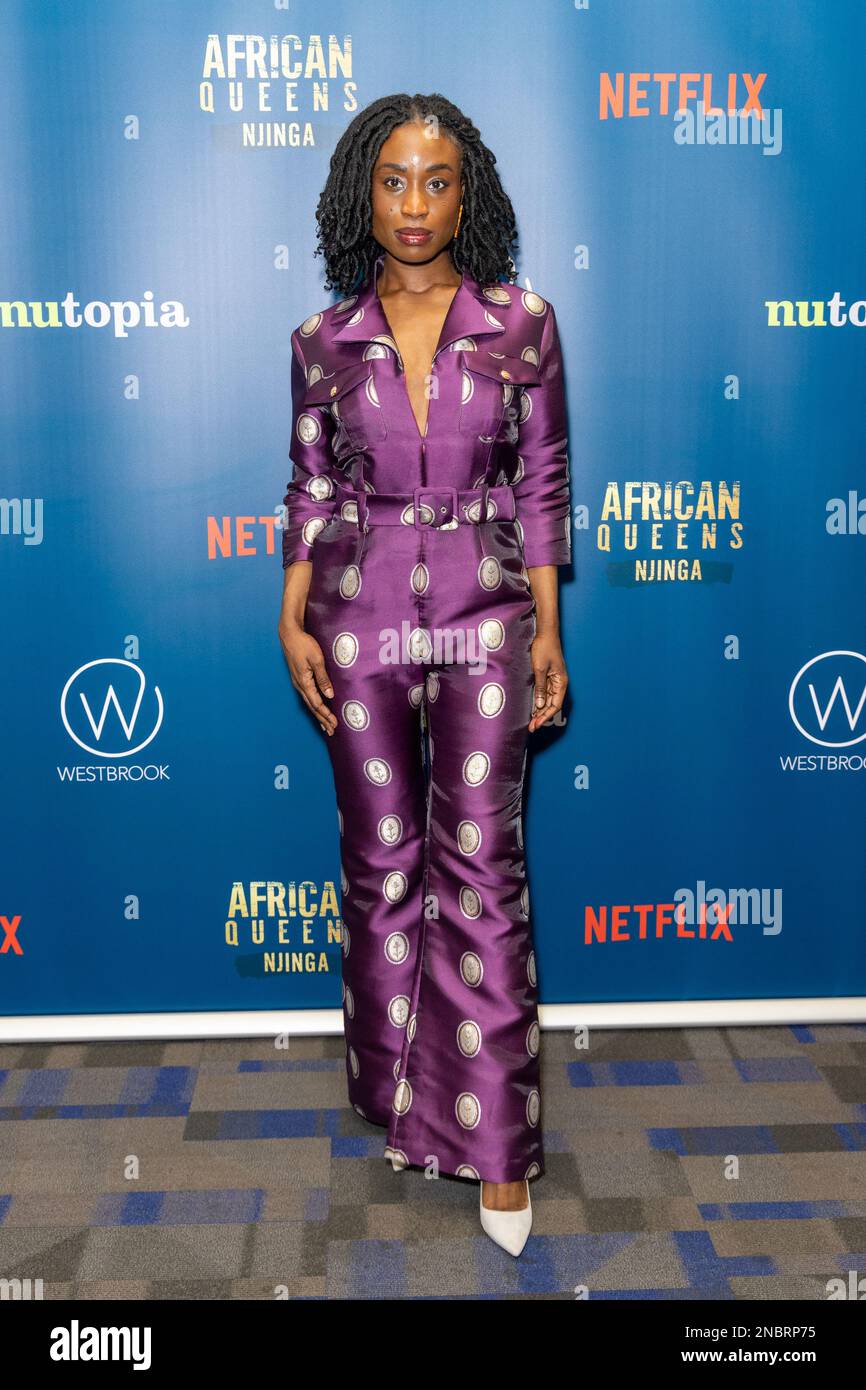 London, Großbritannien. 13. Februar 2023. Adesuwa Oni trifft beim Netflix UK Screening of African Queens in der Brunei Gallery, SOAS University of London ein. Kredit: SOPA Images Limited/Alamy Live News Stockfoto