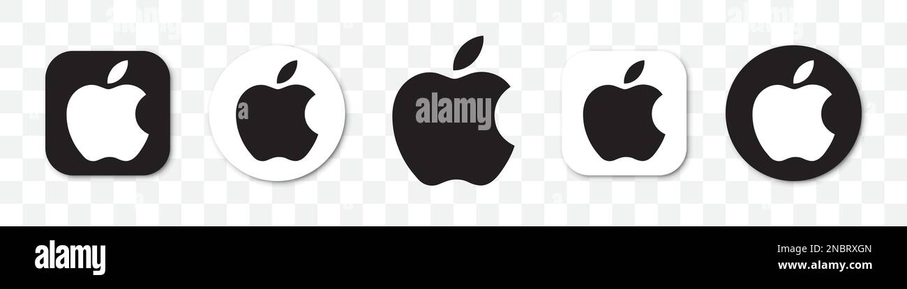 Apple Logos auf transparentem Hintergrund Stock Vektor