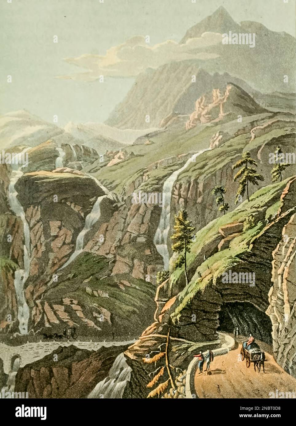 Blick auf die Galerie der Gletscher, eingraviert von J. und J. Lory, aus dem Buch " Picturesque Tour from Geneva to Milan, by the Simplon ", das 1820 in London von R. Ackermann veröffentlicht wurde Stockfoto