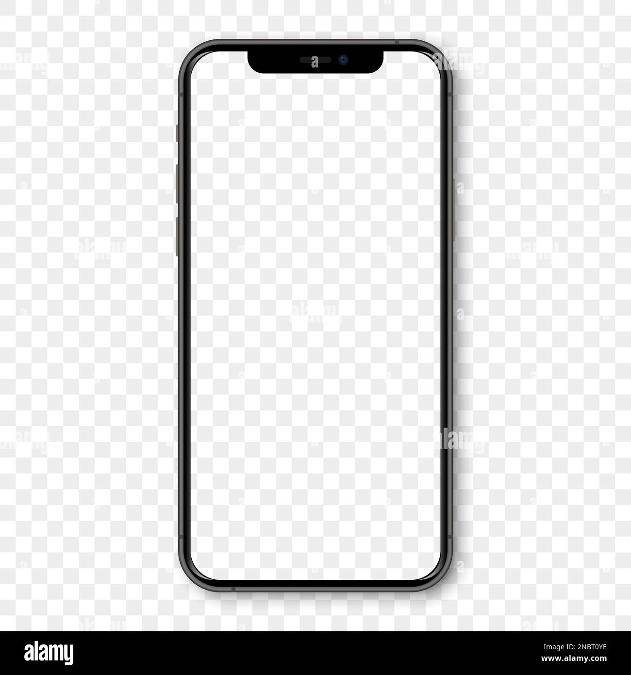 Schwarzes iPhone-Modell mit leerem Bildschirm und Schatten Stock Vektor