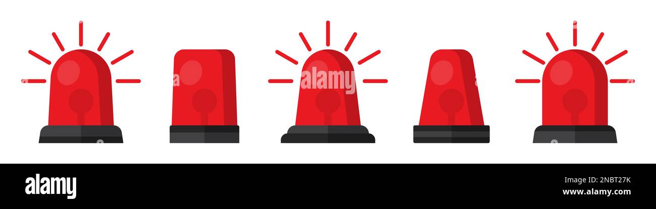 Satz roter Blinkersirene in flacher Ausführung Stock Vektor