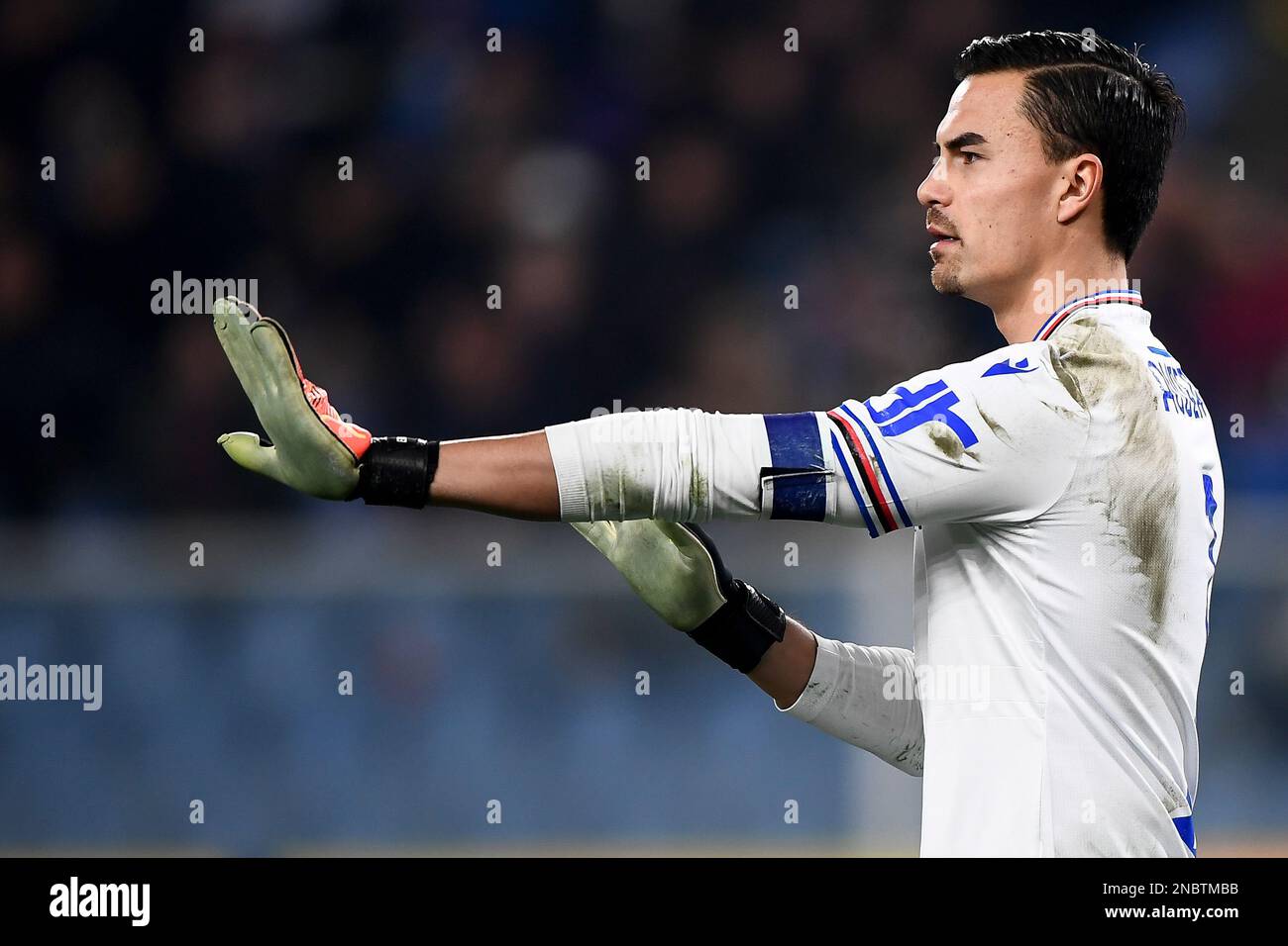 Genua, Italien. 13. Februar 2023 Emil Audero von der UC Sampdoria zeigt während des Fußballspiels der Serie A zwischen der UC Sampdoria und dem FC Internazionale. Kredit: Nicolò Campo/Alamy Live News Stockfoto