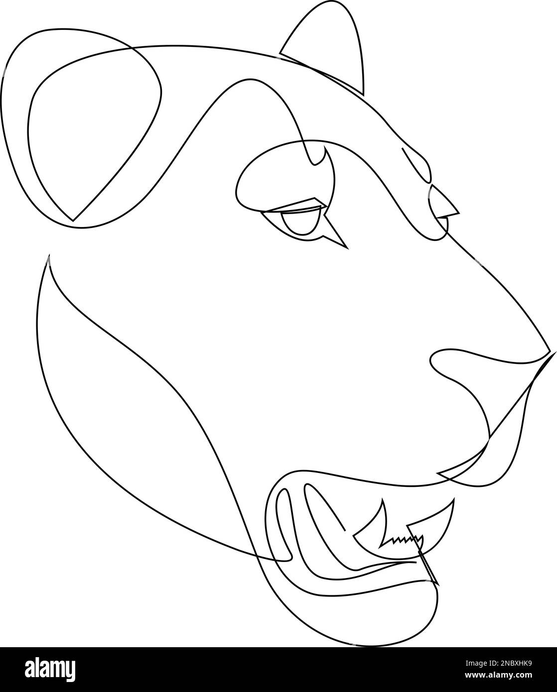 Jaguar Kopf durchgehende Zeichnung mit einer Linie. Darstellung eines einzeiligen Vektors. Stock Vektor