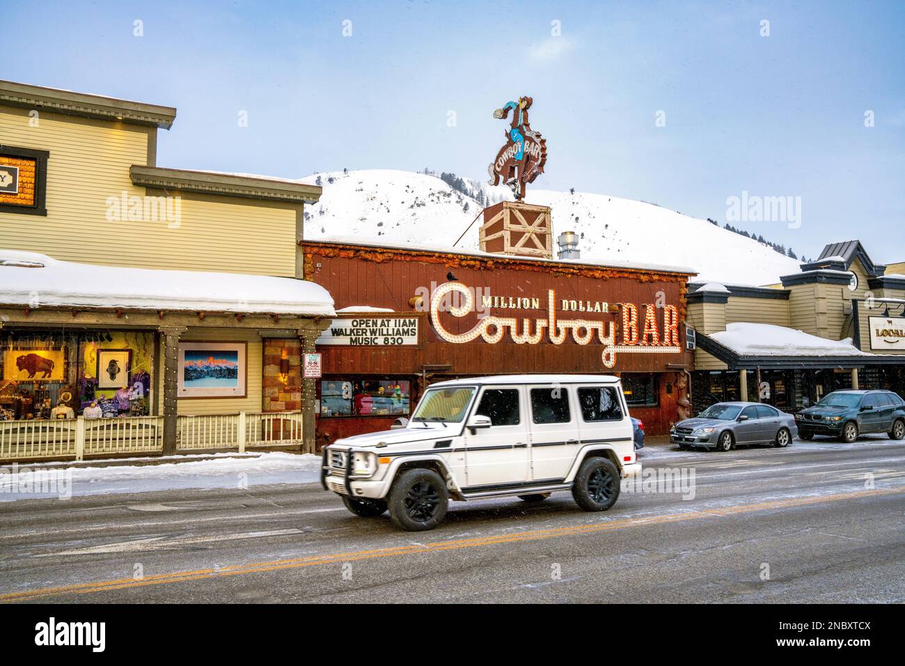 Cowboy Bar in Jackson Hole mit Snow Jackson Hole, Wyoming, USA Stockfoto