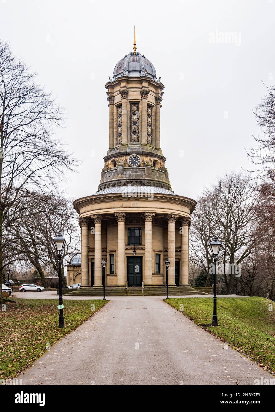 Die United Reform Church, ein architektonisches Juwel in Saltaire, West Yorkshire. Italienische religiöse Architektur, erbaut von Sir Titus Salt. Stockfoto