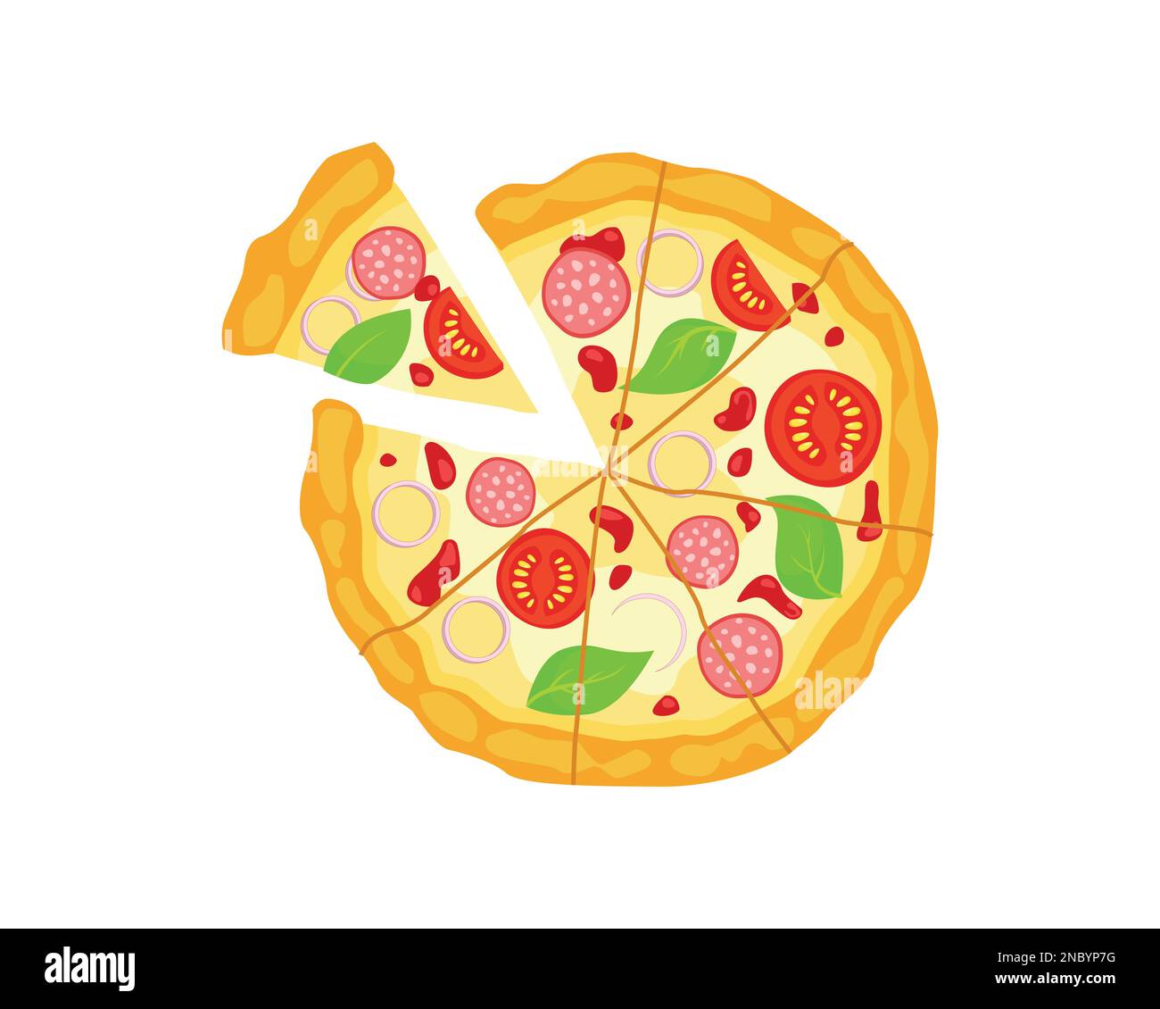 Detaillierte Illustration leckerer und köstlicher Pizza Stock Vektor