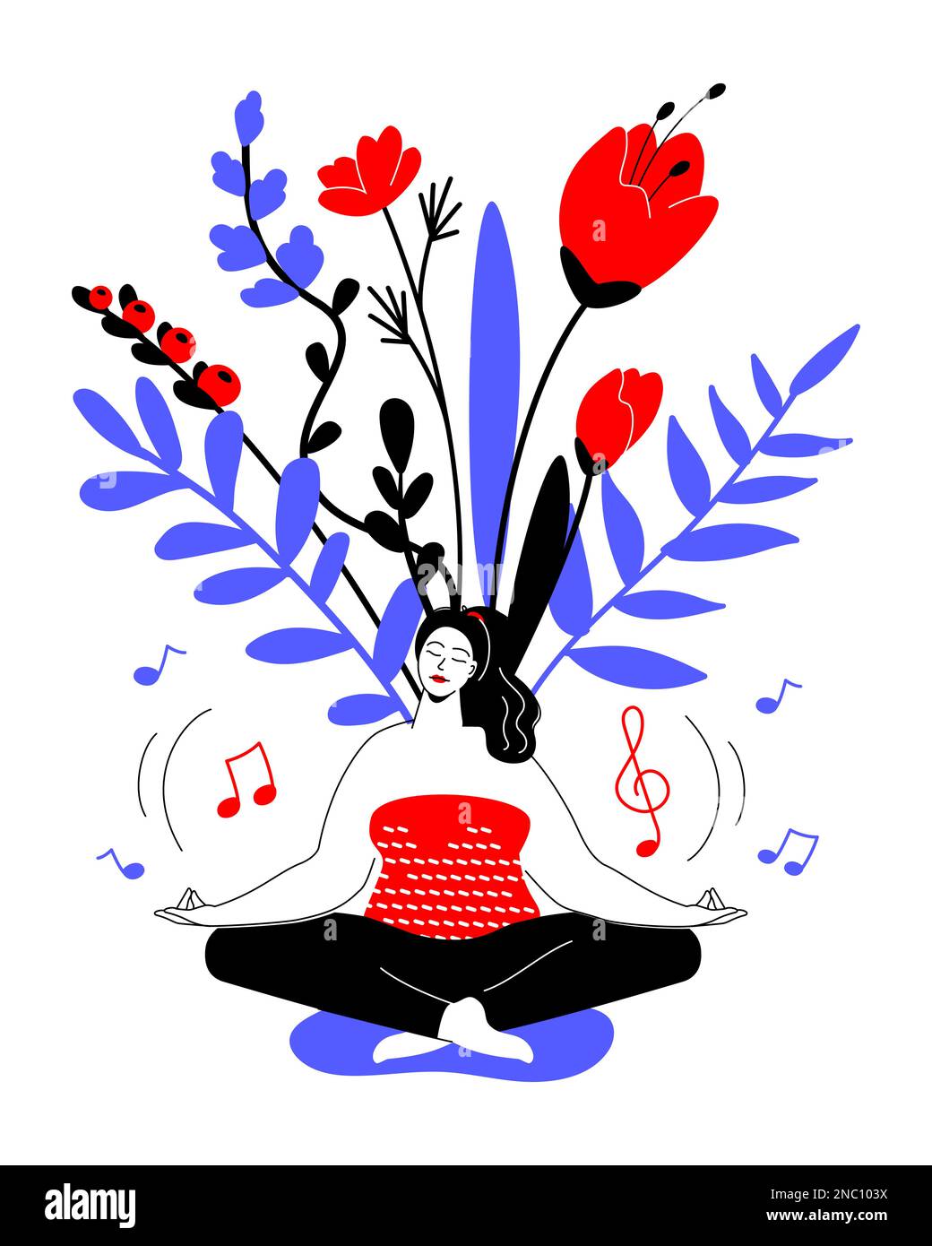 Pflege der psychischen Gesundheit - farbenfrohe flache Design-Illustration Stock Vektor