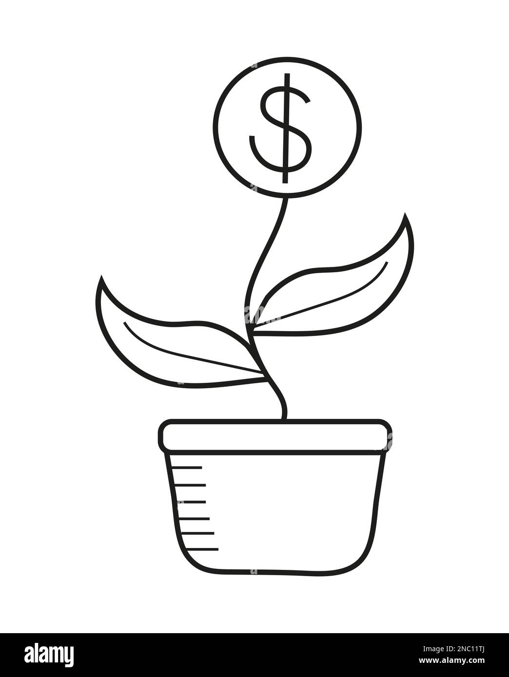 Symbolvektor der Geldpflanze. Geld, Baumpünzen wachsen. Symbol für das Finanzwachstumskonzept für Logo, Web, App Stock Vektor