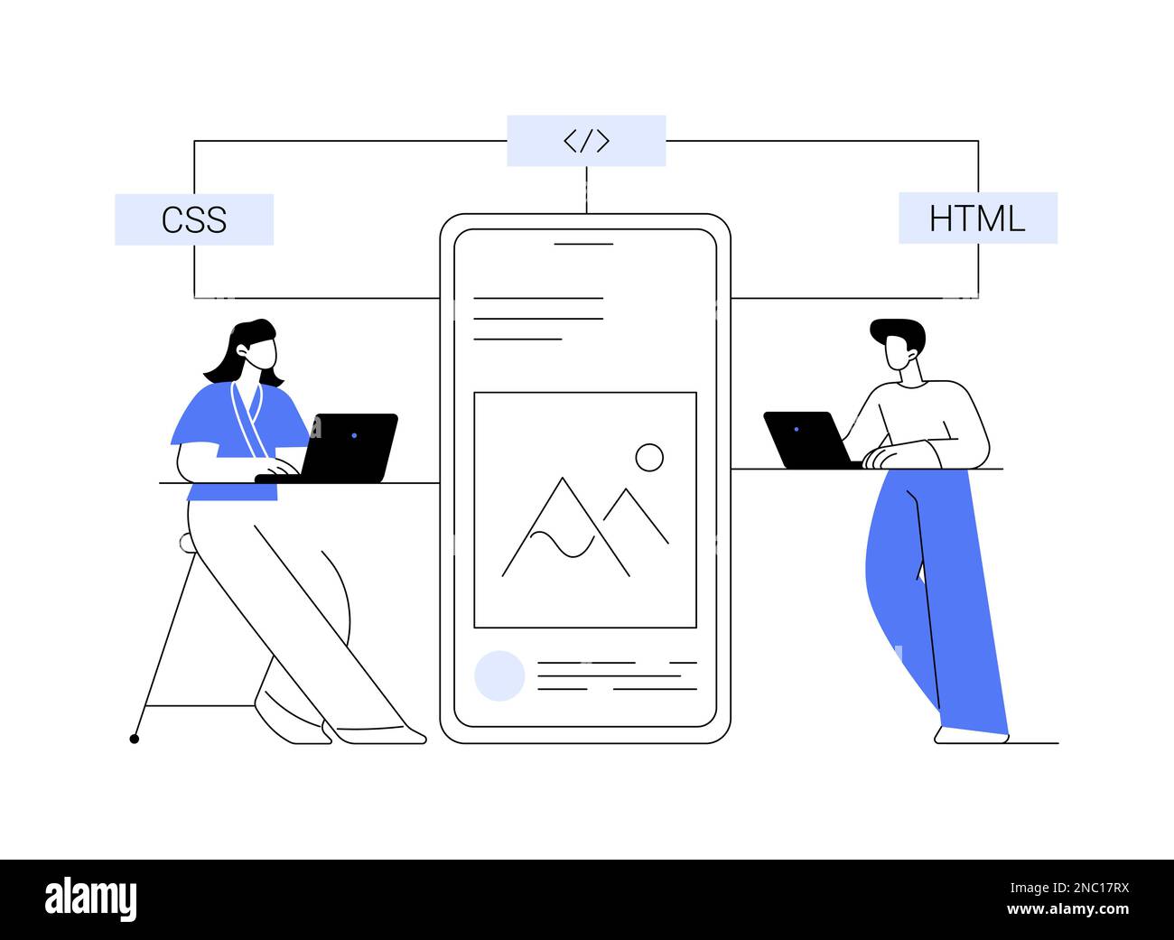 Hybride mobile App abstraktes Konzept Vektor Illustration. Stock Vektor