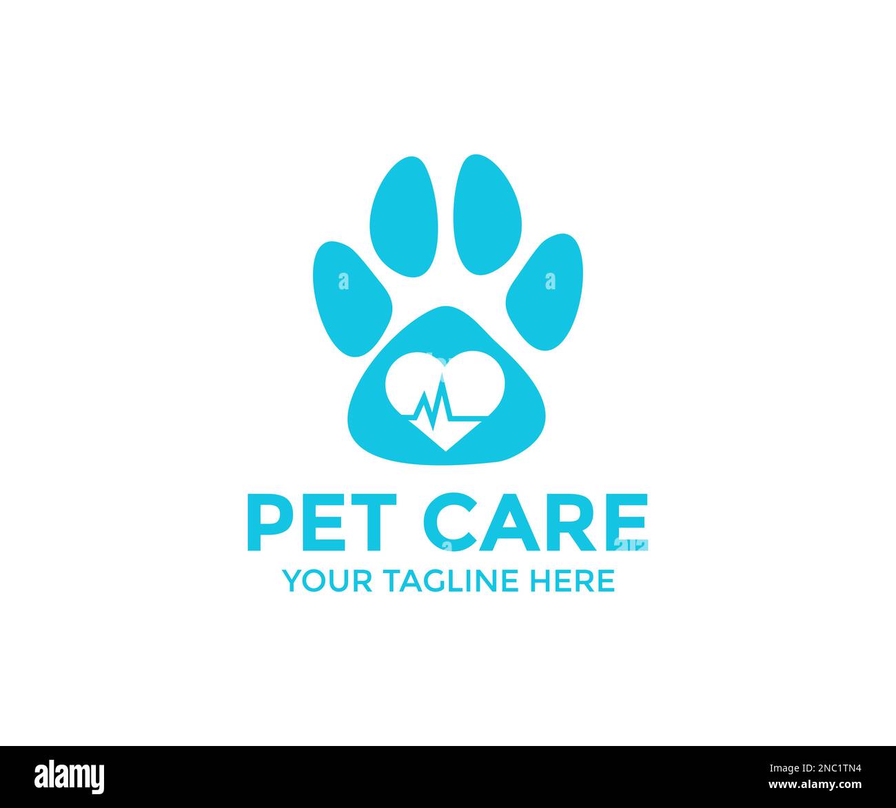Hund Paw Love mit herzförmigem Rahmen mit Hundelogo. Enthält das Symbol für Hund, Katze, Welpe, Tiere. Tierpflege und Tierklinikelemente Vektor. Stock Vektor