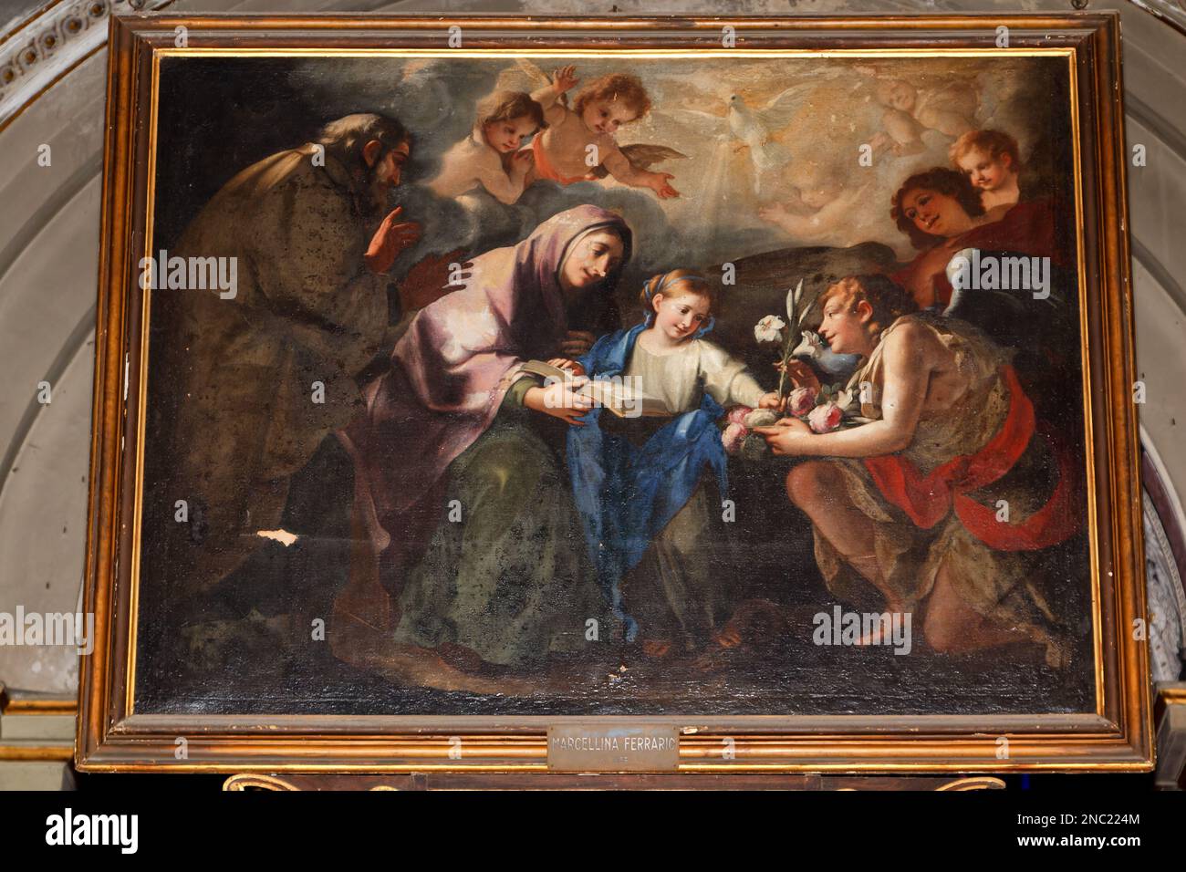 Leben der Heiligen Anne, Mutter der Heiligen Maria - Heilige Maria liest das Heilige Buch - Santo Stefano Maggiore (Heiliger Stephans in Brolo) - Mailand - Italien Stockfoto