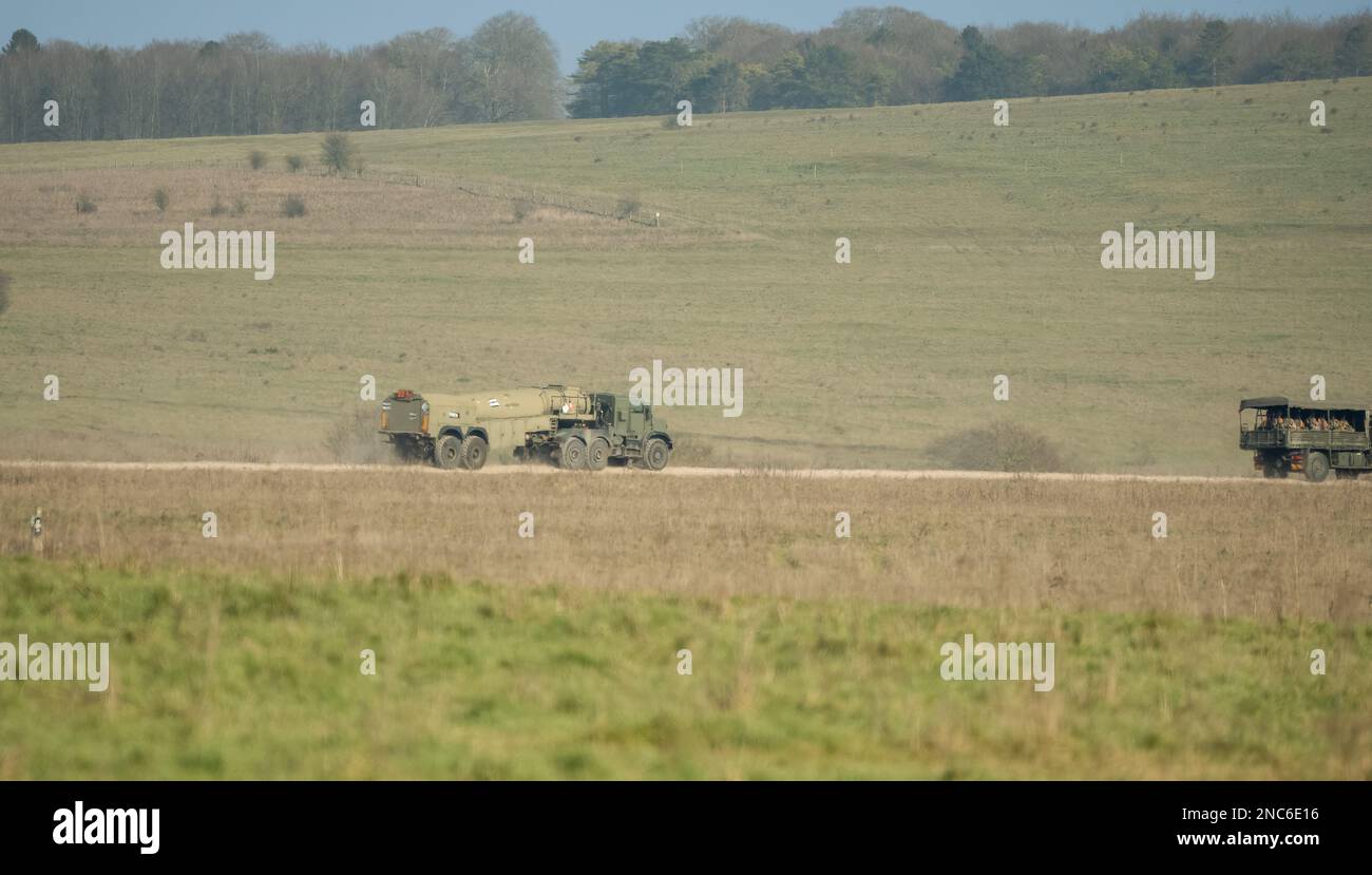 Britische Armee unterstützt Tanker bei einer militärischen Übung Stockfoto