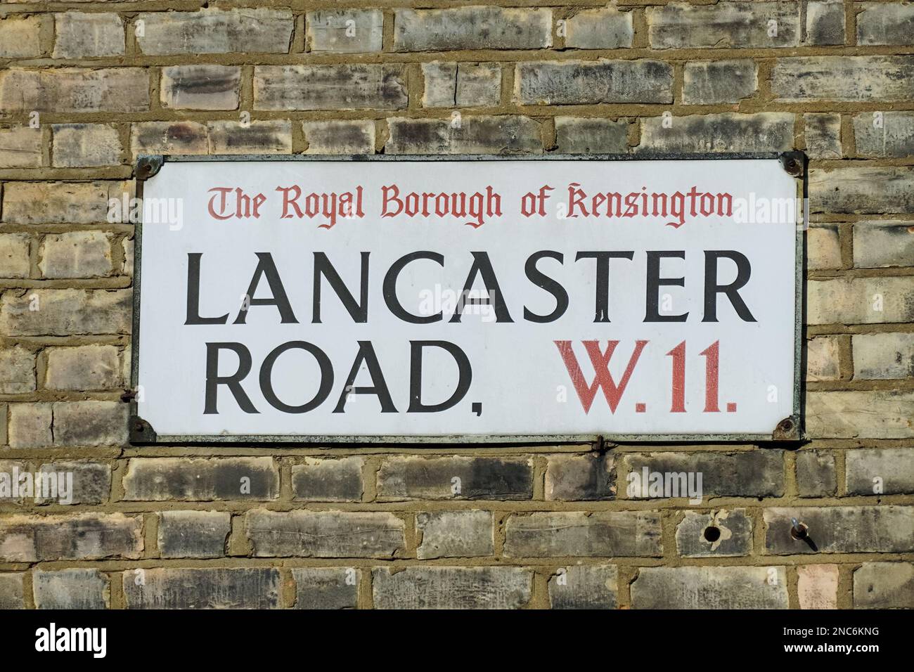 Lancaster Road, Notting Hill, Straßenschild in London England Vereinigtes Königreich Stockfoto