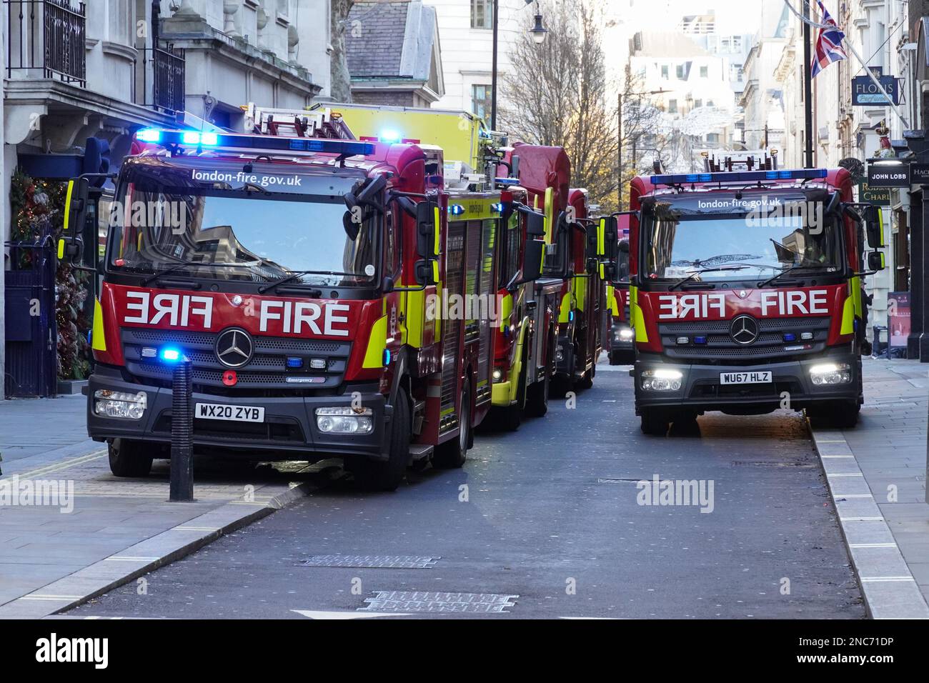 Feuerwehrfahrzeuge, London England Vereinigtes Königreich Stockfoto