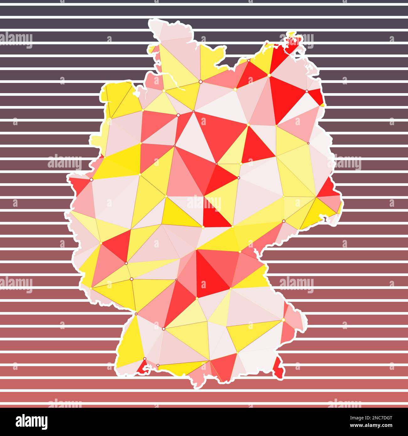 Vektor-Illustration Deutschland. Deutschland-Design auf verlaufendem Streifen-Hintergrund. Technologie, Internet, Netzwerk, Telekommunikationskonzept. Stock Vektor