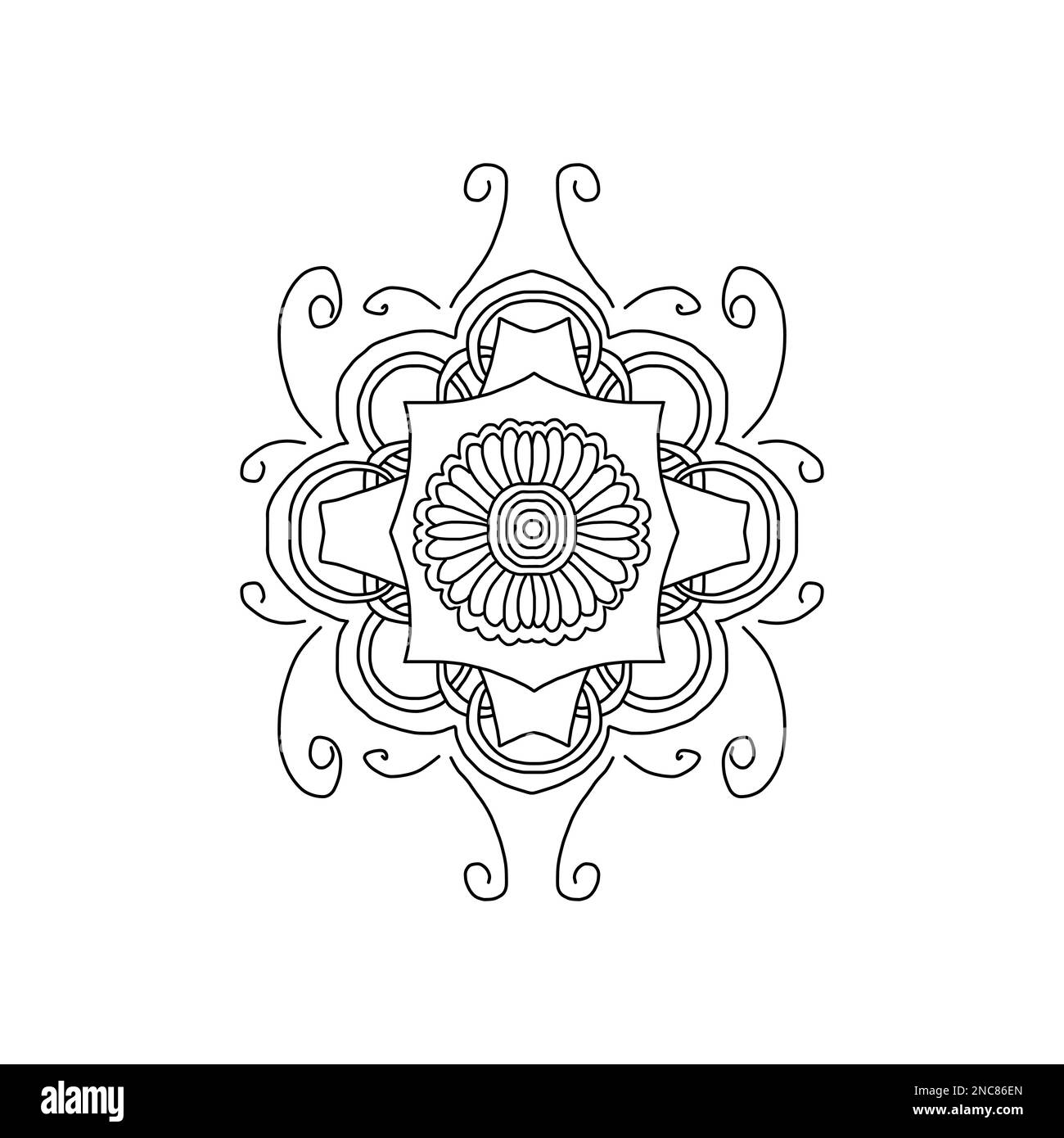 Abstrakte Kritzelblume. Abbildung für Aufdruck für T-Shirts, Tasse und Hülle des Notebooks. Stock Vektor