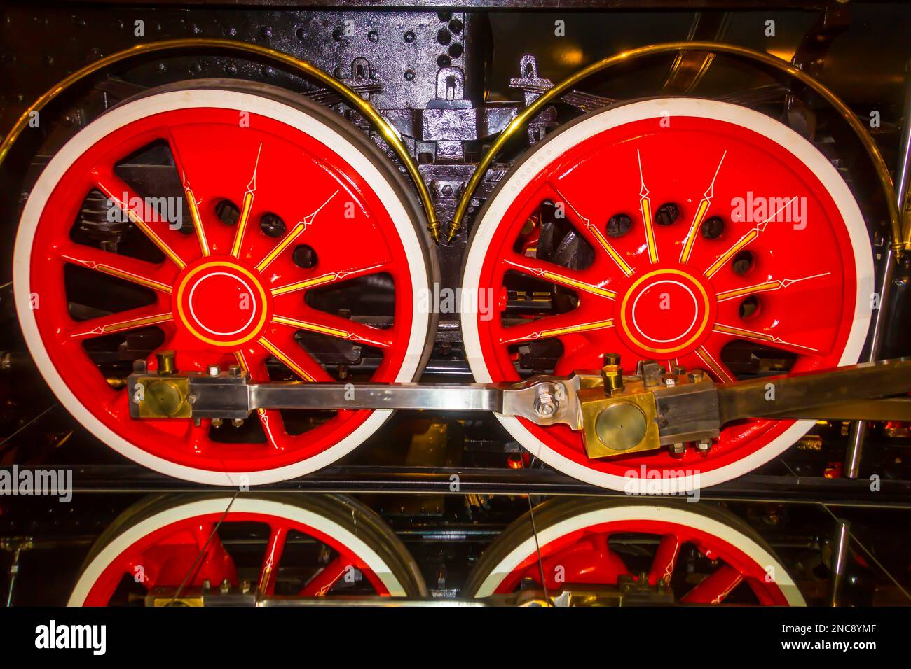 Virginia und Truckee Red Train Wheels Stockfoto