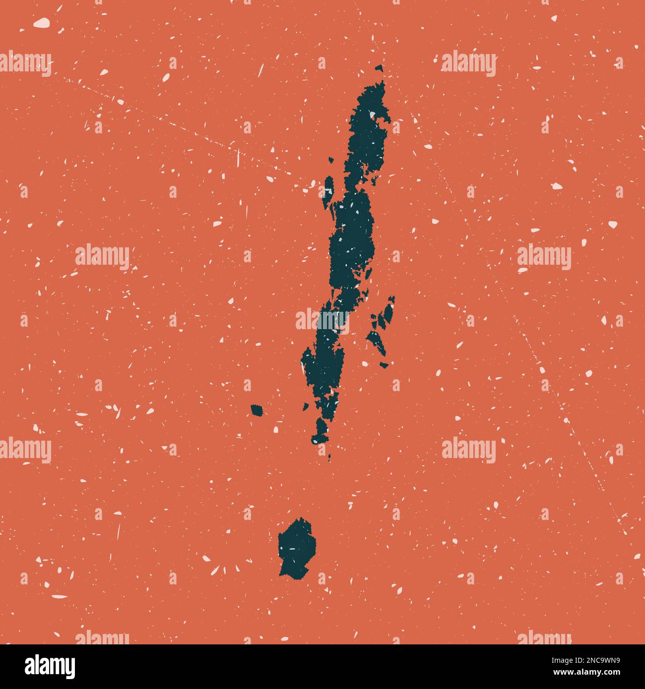 Karte der Andamaneninseln im Vintage-Stil. Grunge-Karte der Insel mit verzweifelter Textur. Poster Andamaninseln. Vektordarstellung. Stock Vektor