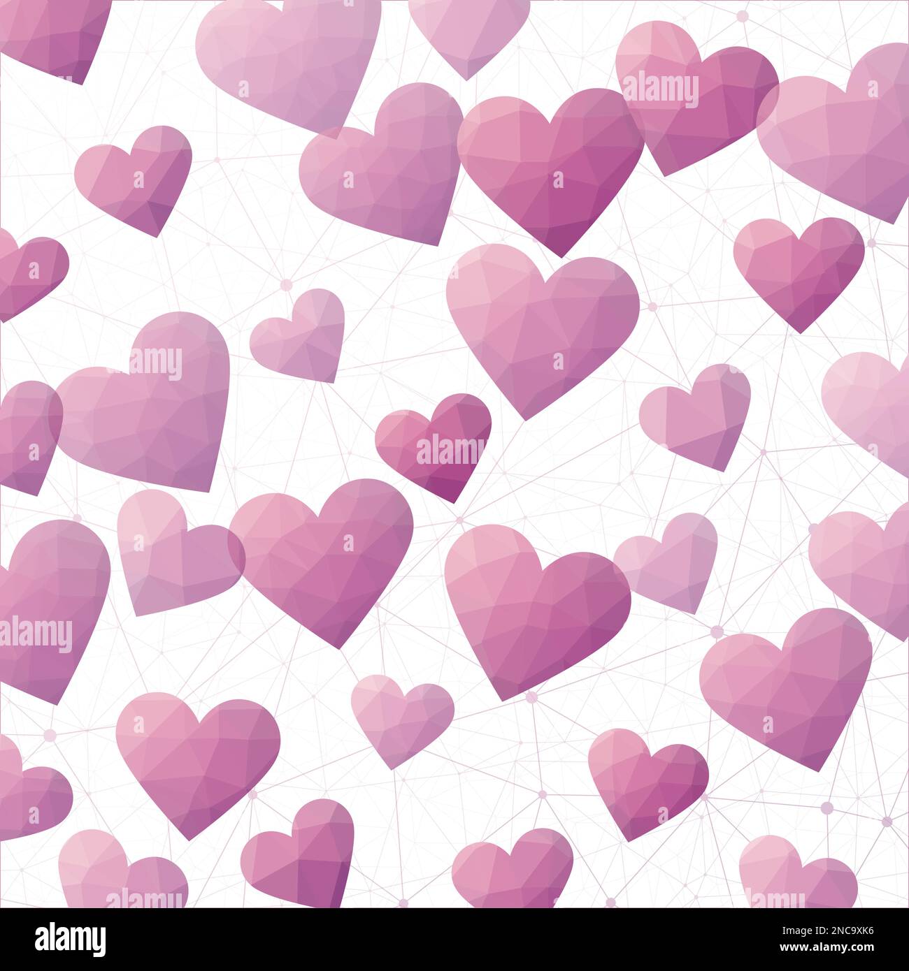 Herzen. Polygonale Herzen in magentafarbenen Farben. Faszinierendes digitales Design. Saubere Vektordarstellung. Stock Vektor