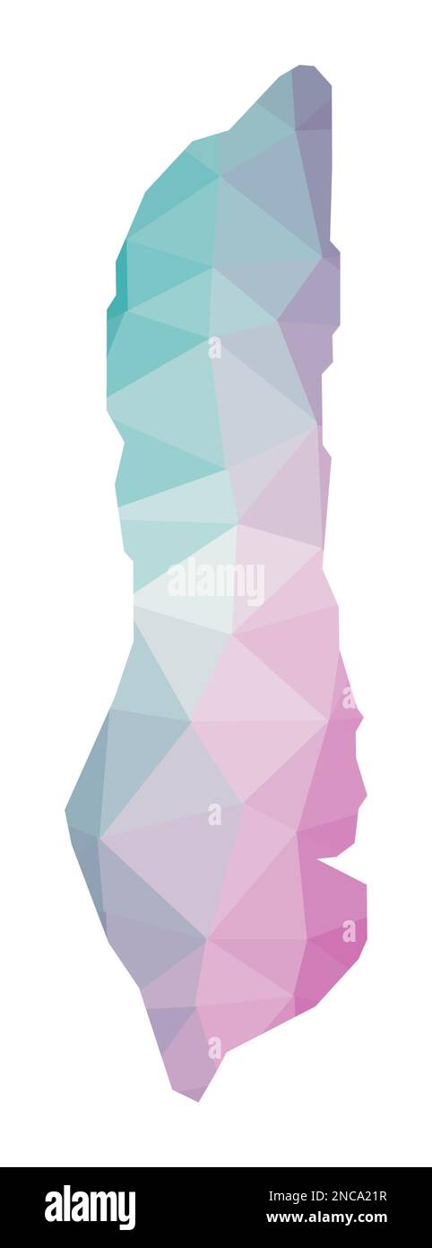 Polygonale Karte von Grand Turk Island. Geometrische Darstellung der Insel in Smaragd- und Amethystfarben. Grand Turk Karte in flachem Poly Stil. Stock Vektor