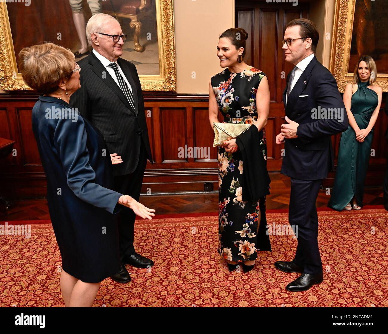 SYDNEY 20230214 Kronprinsessan Victoria och prins Daniel vid mottagning, till kronprinsessparets ära, på Government House i Sydney hos New South Wales Stockfoto