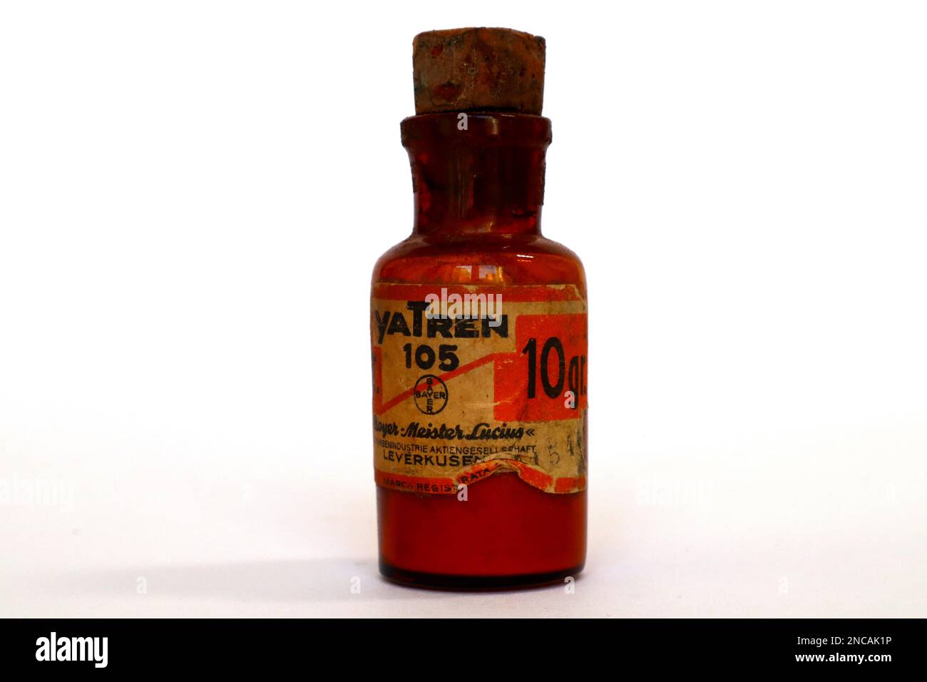 YaTren 105 Bayer Vintage 1920er Flasche Arzneimittel zur Behandlung der Amöbenruhr Stockfoto