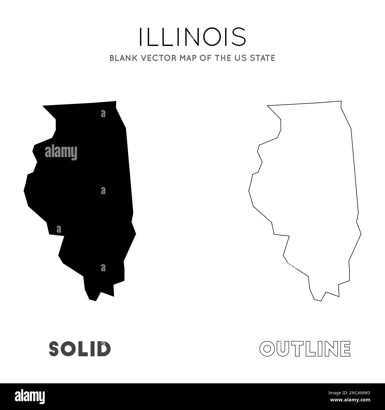 Illinois Karte. Leere Vektorkarte des US-Bundesstaates. Borders of Illinois für Ihre Infografik. Vektorabbildung. Stock Vektor