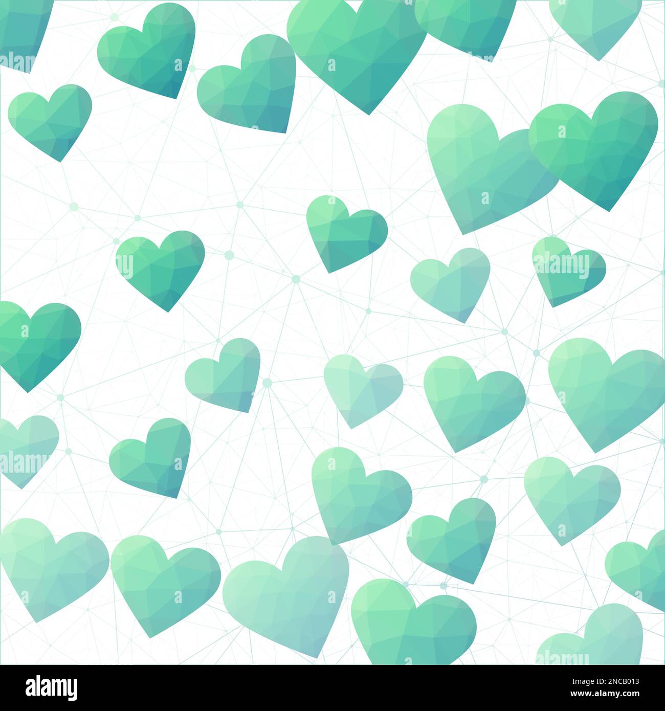 Herzen. Polygonale Herzen in blaugrün. Ansprechendes digitales Design. Wunderschöne Vektordarstellung. Stock Vektor