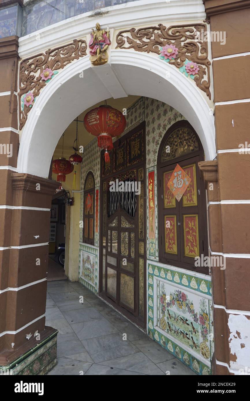 Historisches Gebäude im Stil des Baba Nyonya Peranakan in Malaysia Stockfoto