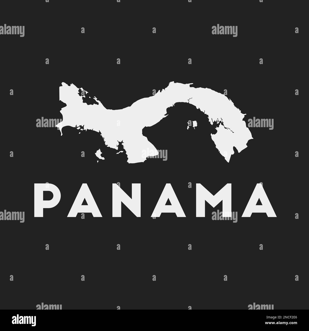 Panama-Symbol. Landkarte auf dunklem Hintergrund. Stilvolle Panamakarte mit Ländernamen. Vektordarstellung. Stock Vektor